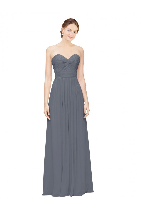 Slate Grey A-Line Sweetheart Long Bridesmaid Dress York