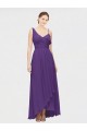 Plum Purple A-Line V-Neck Long High Low Bridesmaid Dress York