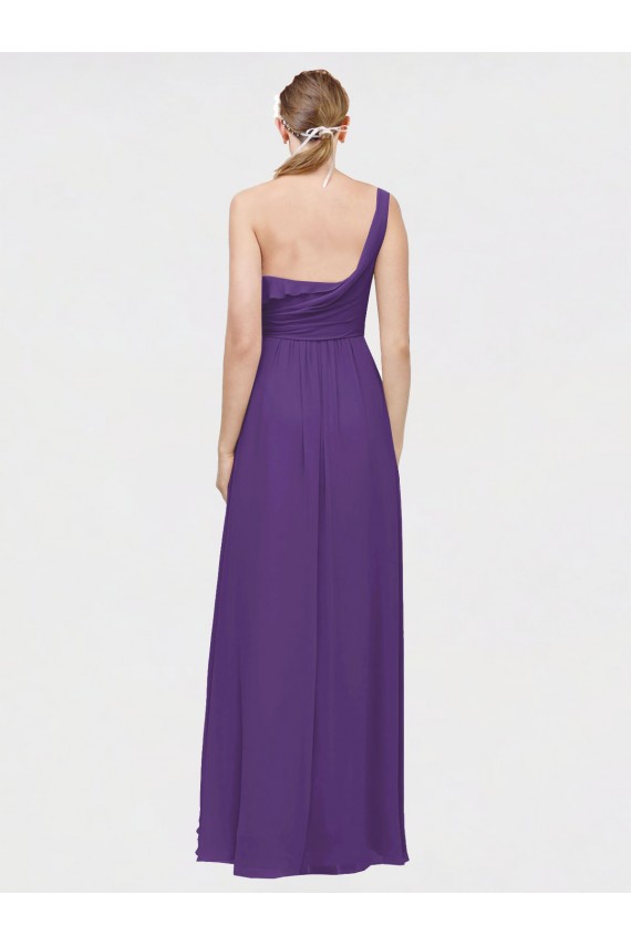 Plum Purple A-Line V-Neck Long High Low Bridesmaid Dress York
