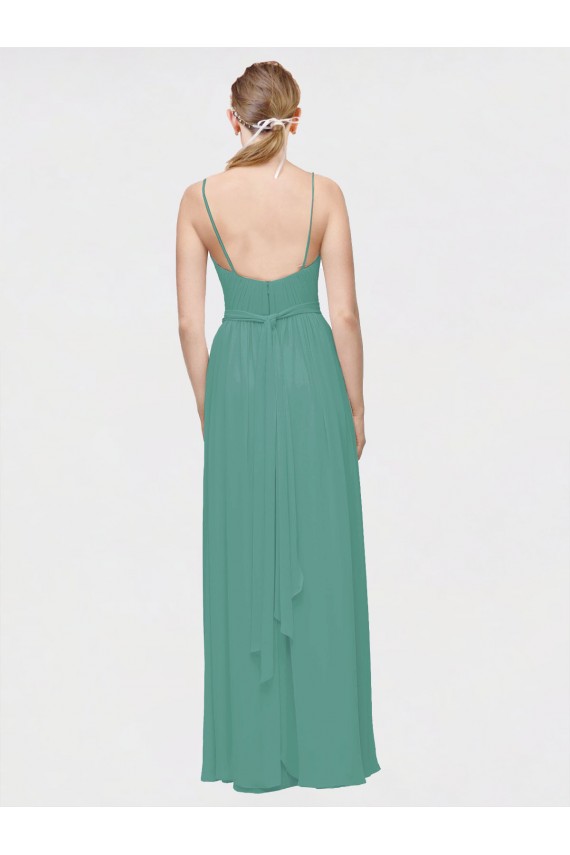 Icelandic Silver A-Line V-Neck Long Bridesmaid Dress / Evening Dress York