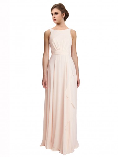 V-Back Cream Pink A-Line High Neck Long Bridesmaid Dress / Evening Dress York