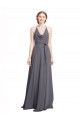Slate Grey A-Line Halter Neck Long Bridesmaid Dress York