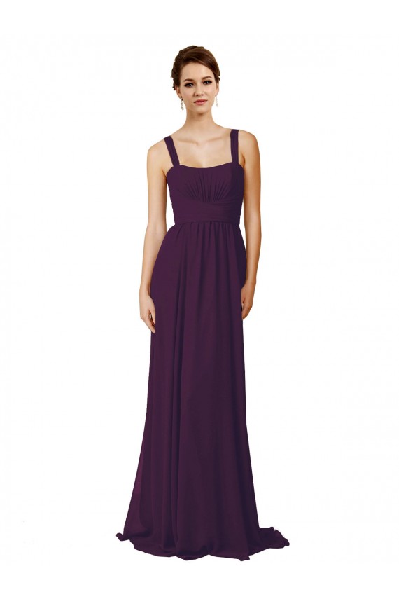 Grape A-Line Spaghetti Straps Sweep Train Bridesmaid Dress York