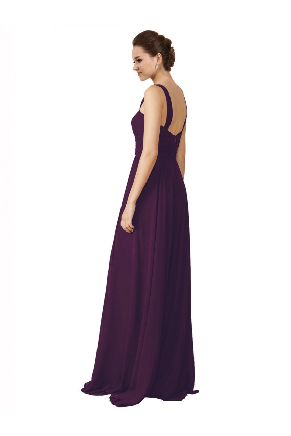 Grape A-Line Spaghetti Straps Sweep Train Bridesmaid Dress York