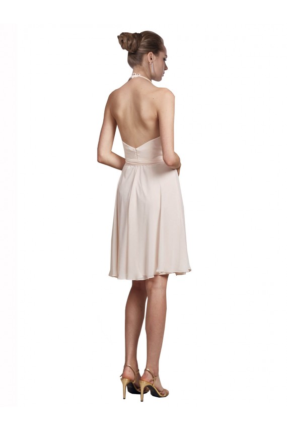 Cream Pink A-Line V-Neck Knee Length Bridesmaid Dress York