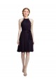 Grape A-Line High Neck Knee Length Bridesmaid Dress York