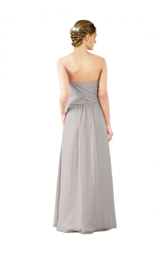 Oyster Silver A-Line Strapless Long Bridesmaid Dress York