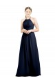 Open Back Dark Navy A-Line High Neck Long Evening Gowns / Bridesmaid Dress York