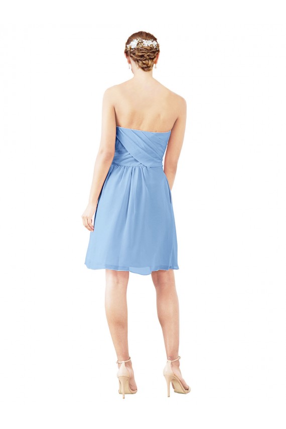 Open Back Periwinkle A-Line Strapless Knee Length Bridesmaid Dress York