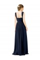 Open Back Dusty Blue A-Line Square Neck Long Bridesmaid Dress York
