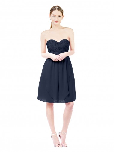 Open Back Dark Navy A-Line Sweetheart Knee Length Bridesmaid Dress York