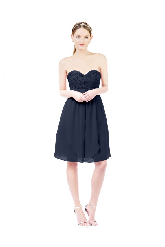 Open Back Dark Navy A-Line Sweetheart Knee Length Bridesmaid Dress York