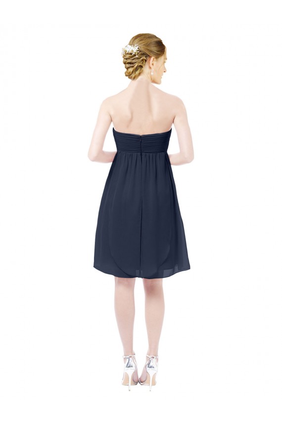 Open Back Dark Navy A-Line Sweetheart Knee Length Bridesmaid Dress York