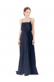 Open Back Dark Navy A-Line Spaghetti straps Long Bridesmaid Dress / Evening Gowns York