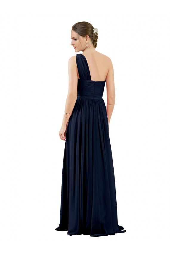 Dark Navy A-Line One Shoulder Long Bridal Party Dress / Evening Dress York