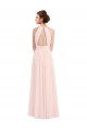 Keyhole Back Pink A-Line Halter Neck Long Bridesmaid Dress York