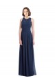 Keyhole Back Dark Navy A-Line Halter Neck Long Floor Length Bridesmaid Dress York
