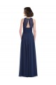 Keyhole Back Dark Navy A-Line Halter Neck Long Floor Length Bridesmaid Dress York