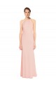 Pink A-Line Halter Neck Long Bridesmaid Dress York