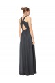 Keyhole Back Stormy Silver A-Line Halter Neck Long Bridesmaid Dress York