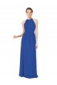 Keyhole Back Royal Blue A-Line Halter Neck Long Bridesmaid Dress / Evening Dress York