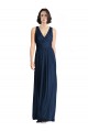 Dark Navy A-Line V-Neck Long Floor Length Bridesmaid Dress York