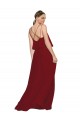 Open Back Burgundy A-Line Spaghetti Straps Long Bridesmaid Dress York