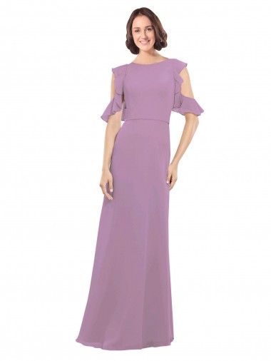 Open Back Dark Lavender A-Line High Neck Long Bridesmaid Dresses York