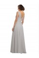 V-Back Oyster Silver A-Line V-Neck Long Bridesmaid Dress York