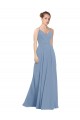 V-Back Dusty Blue A-Line V-Neck Long Evening Dress / Bridesmaid Dress York