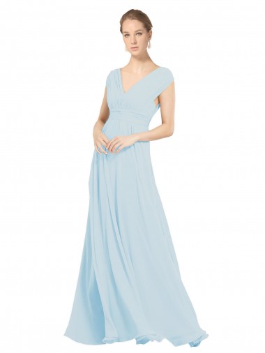 Sea Glass A-Line V-Neck Long Bridesmaid Dress York