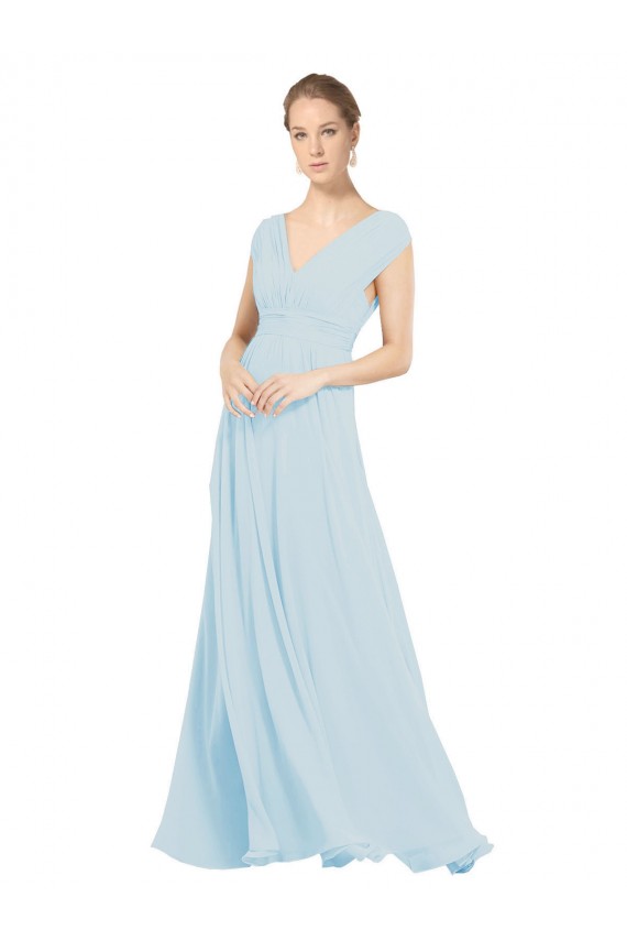 Sea Glass A-Line V-Neck Long Bridesmaid Dress York