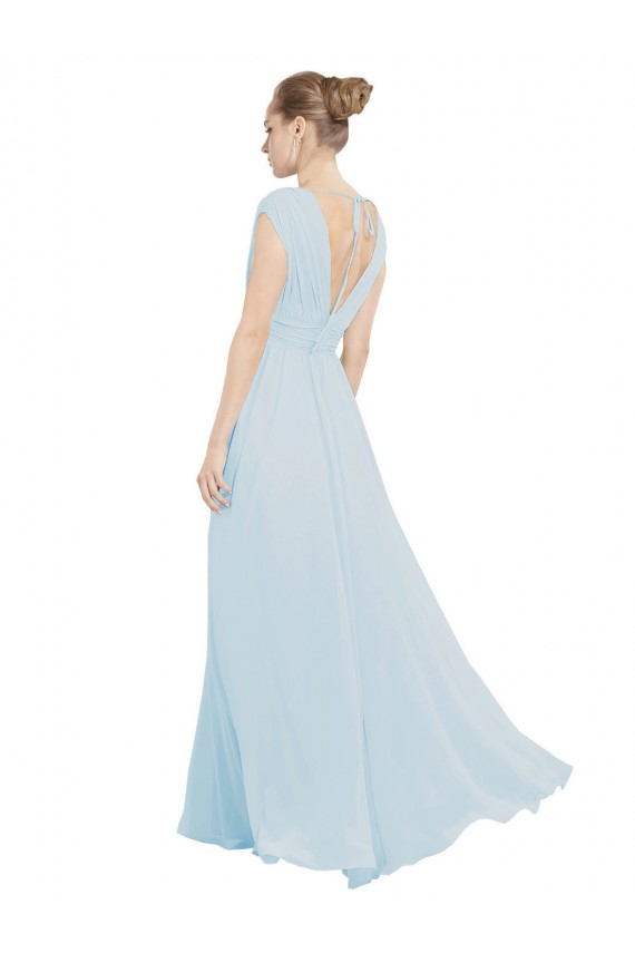 Sea Glass A-Line V-Neck Long Bridesmaid Dress York