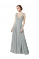 Silver A-Line V-Neck Long Bridesmaid Dress / Evening Dress York