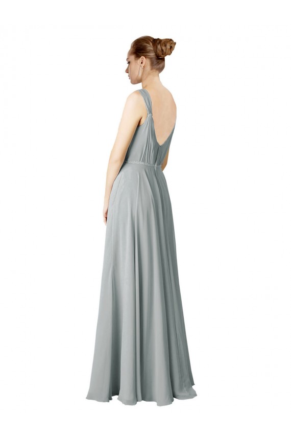 Silver A-Line V-Neck Long Bridesmaid Dress / Evening Dress York