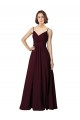 Burgundy Gold A-Line V-Neck Long Bridesmaid Gown York