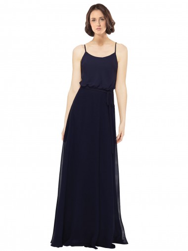 Dark Navy Sheath Scoop Neck Long Bridal Party Dress York