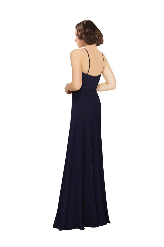 Dark Navy Sheath Scoop Neck Long Bridal Party Dress York