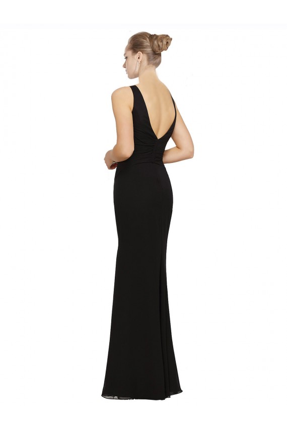 Black Sheath V-Neck Long Bridesmaid Gown York