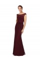 Burgundy Gold Sheath Bateau Neck Long Bridesmaid Dress York
