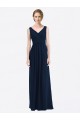 Low Back Dark Navy A-Line V-Neck Long Evening Gowns / Bridesmaid Dress York