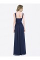 Low Back Dark Navy A-Line V-Neck Long Evening Gowns / Bridesmaid Dress York