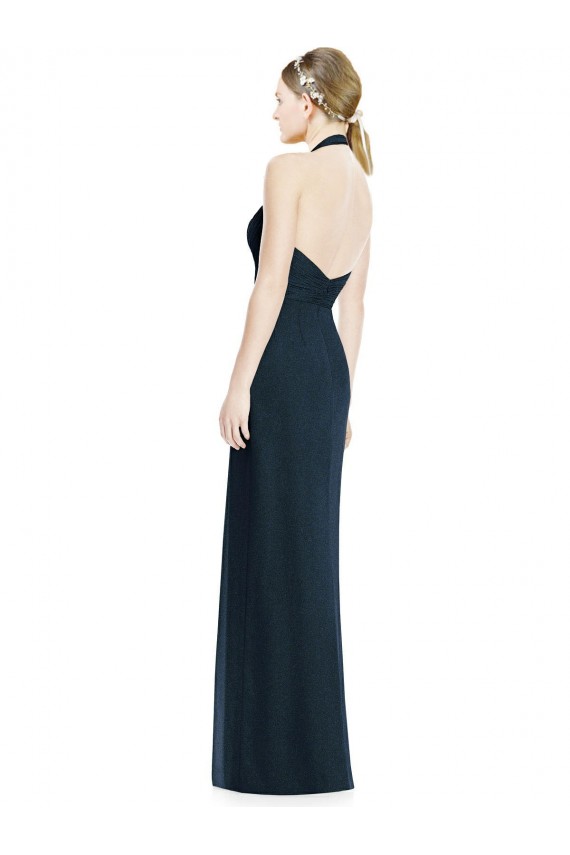 Open Back Dark Navy A-Line V-Neck Long Formal Dress / Bridesmaid Dress York