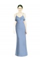 Open Back Dusty Blue A-Line V-Neck Long Bridesmaid Dresses York
