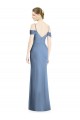 Open Back Dusty Blue A-Line Jewel Long Formal Evening Gown / Bridesmaid Dress York
