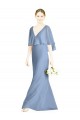 Dusty Blue Trumpet V-Neck Long Bridesmaid Dress York