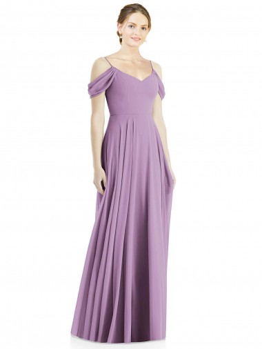 Low Back Dark Lavender A-Line Spaghetti Straps Long Semi Formal Evening Dress / Bridesmaid Dress York
