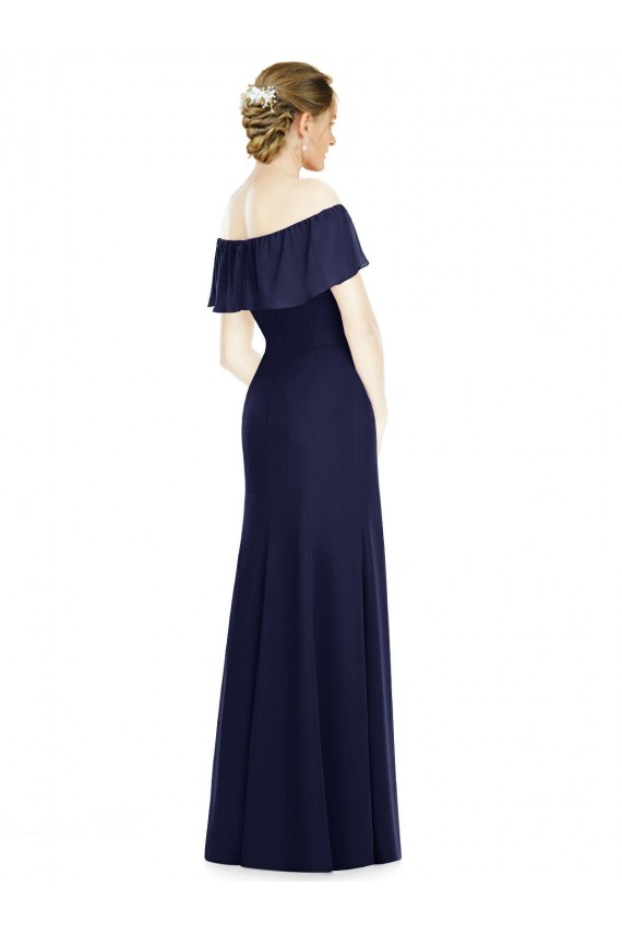 Dark Navy Trumpet Off the Shoulder Long Bridesmaid Dress York