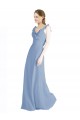 Open Back Dusty Blue A-Line V-Neck Long Floor Length Bridesmaid Dress York
