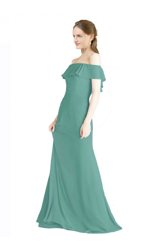 Icelandic Silver A-Line Off the Shoulder Long Bridal Party Dress York